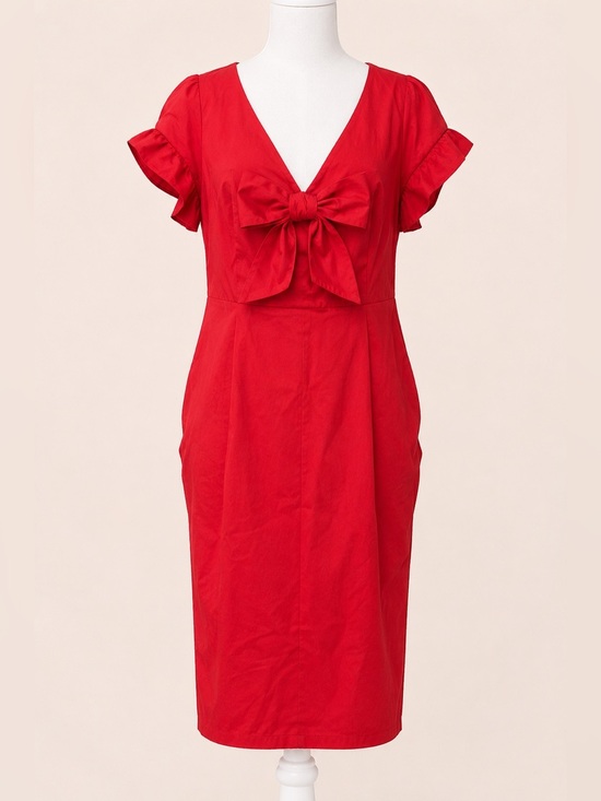 torrid Dresses & Skirts - Torrid Retro Red Bow Front Bodycon Midi Dress Size 20 NWT